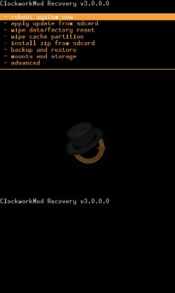 ClockworkMod Recovery 3 HTC Desire