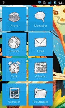 หน้าแรกของ WP7 Launcher สำหรับ Android