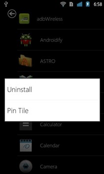 ไทล์พินของ Android Launcher WP7