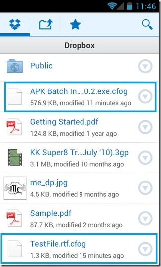 Cloudfogger-Android-Dropbox โฟลเดอร์