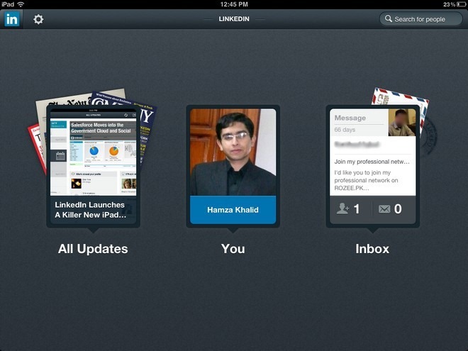 LinkedIn หน้าหลัก iPad