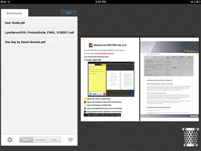 PDF + PDF-Lite-for-iPad-startskjermen