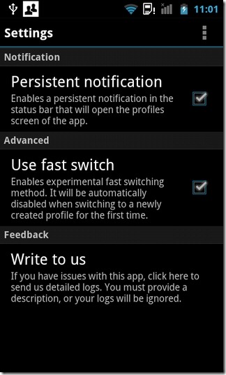 SwitchMe-Android-asetukset