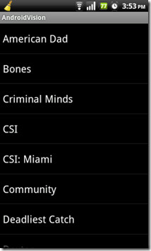 AndroidVision टीवी शो सूची