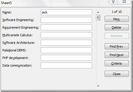 form dialog