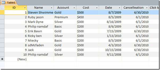 microsoft access dcount