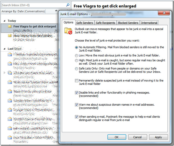 Junk Spam Email Outlook 2010