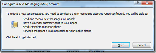 configurare il messaggio di testo di Outlook 2010