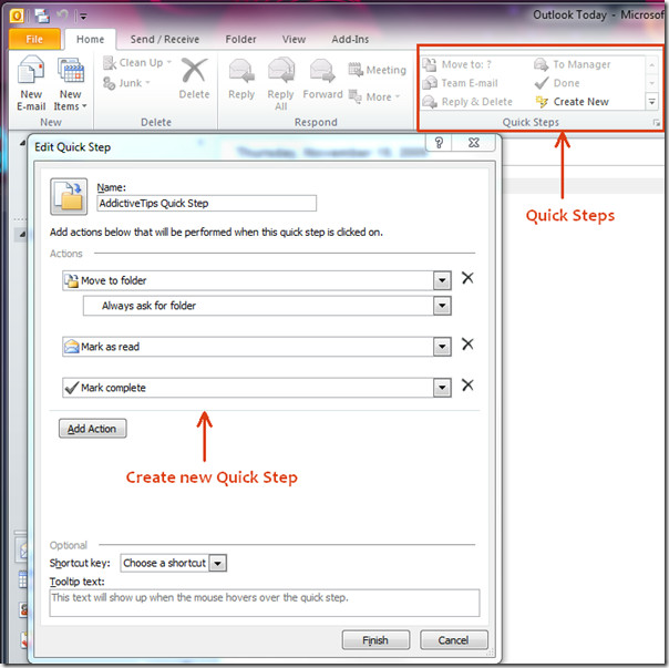 Pasos rápidos de Outlook