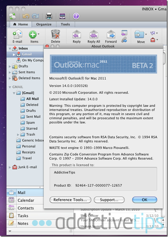 Outlook 2011 - hoofdinterface