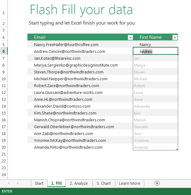 FlashFill Excel 2013 FlashFill Excel 2013