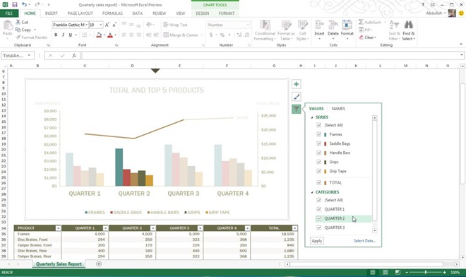 Filtri grafici Excel 2013 Filtri grafici Excel 2013