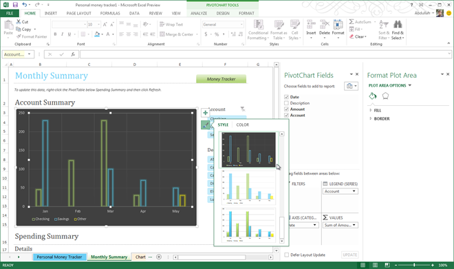 Cambia stili in Excel 2013 Cambia stili in Excel 2013