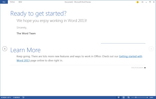 Modalità di lettura Word2013