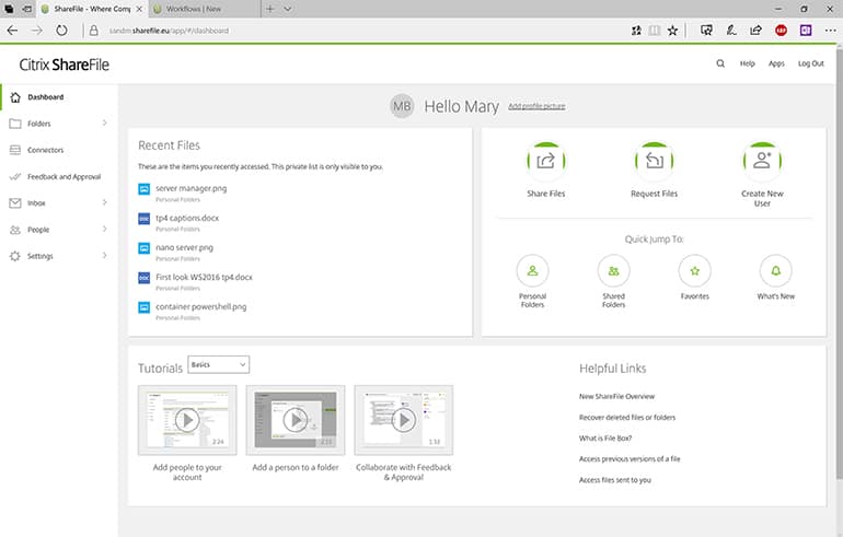 Citrix Sharefile-Dashboard