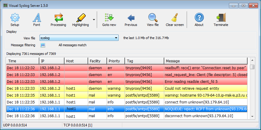 Visual Syslog Server Pentru Windows