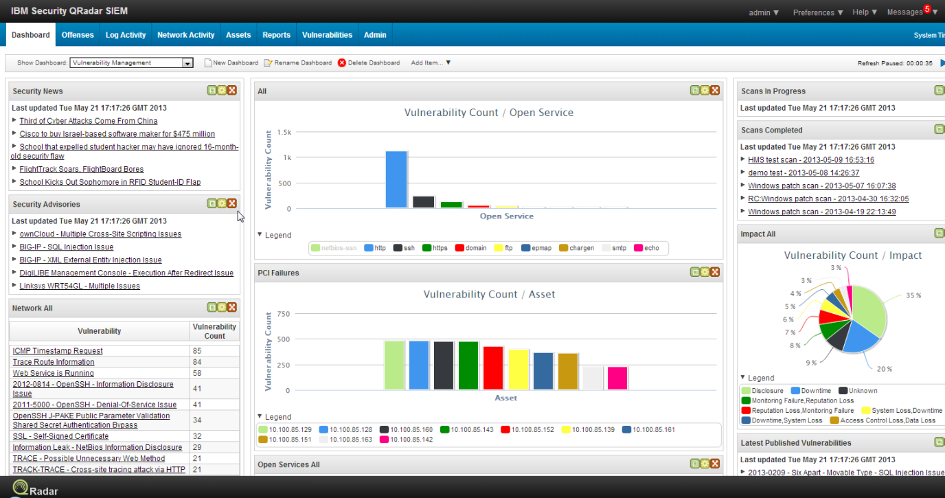 „IBM QRadar“ informacijos suvestinė