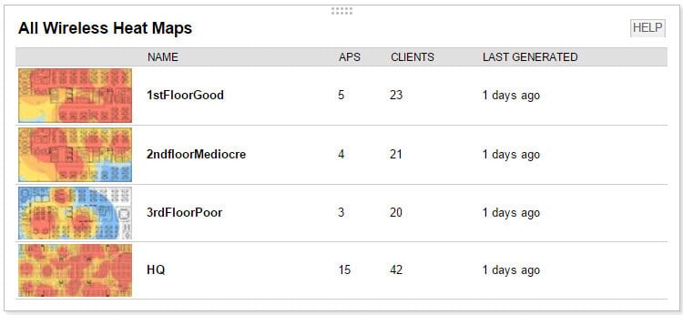 SolarWinds WiFi siltuma karte