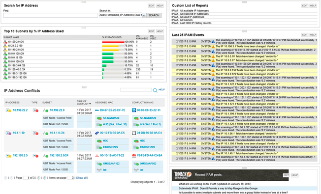 Captura de tela do SolarWinds IP Address Tracker