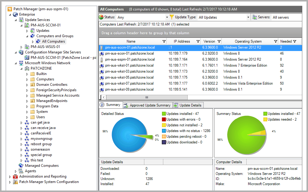 Capture d'écran de SolarWinds Patch Manager