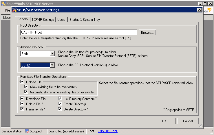 SolarWinds ilmainen SFTP-SCP-palvelin