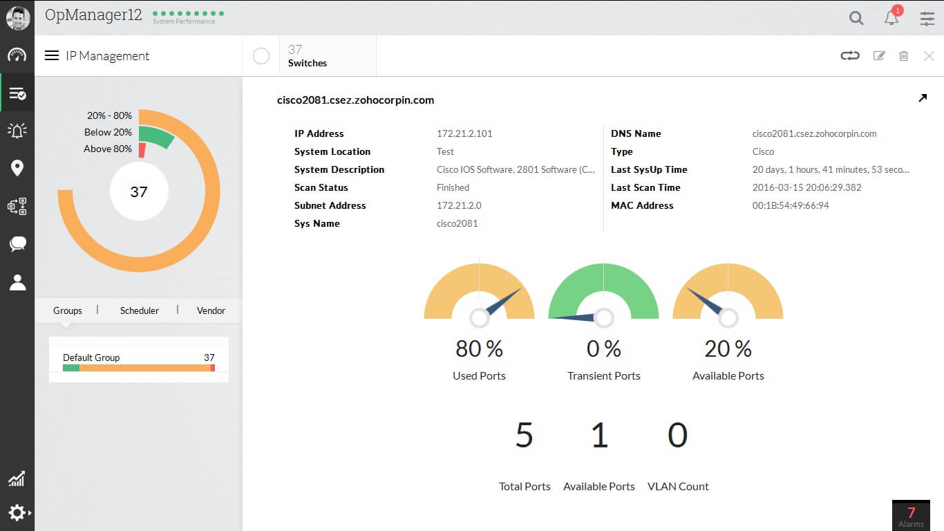 ManageEngine OpManager Switch Port Mapping