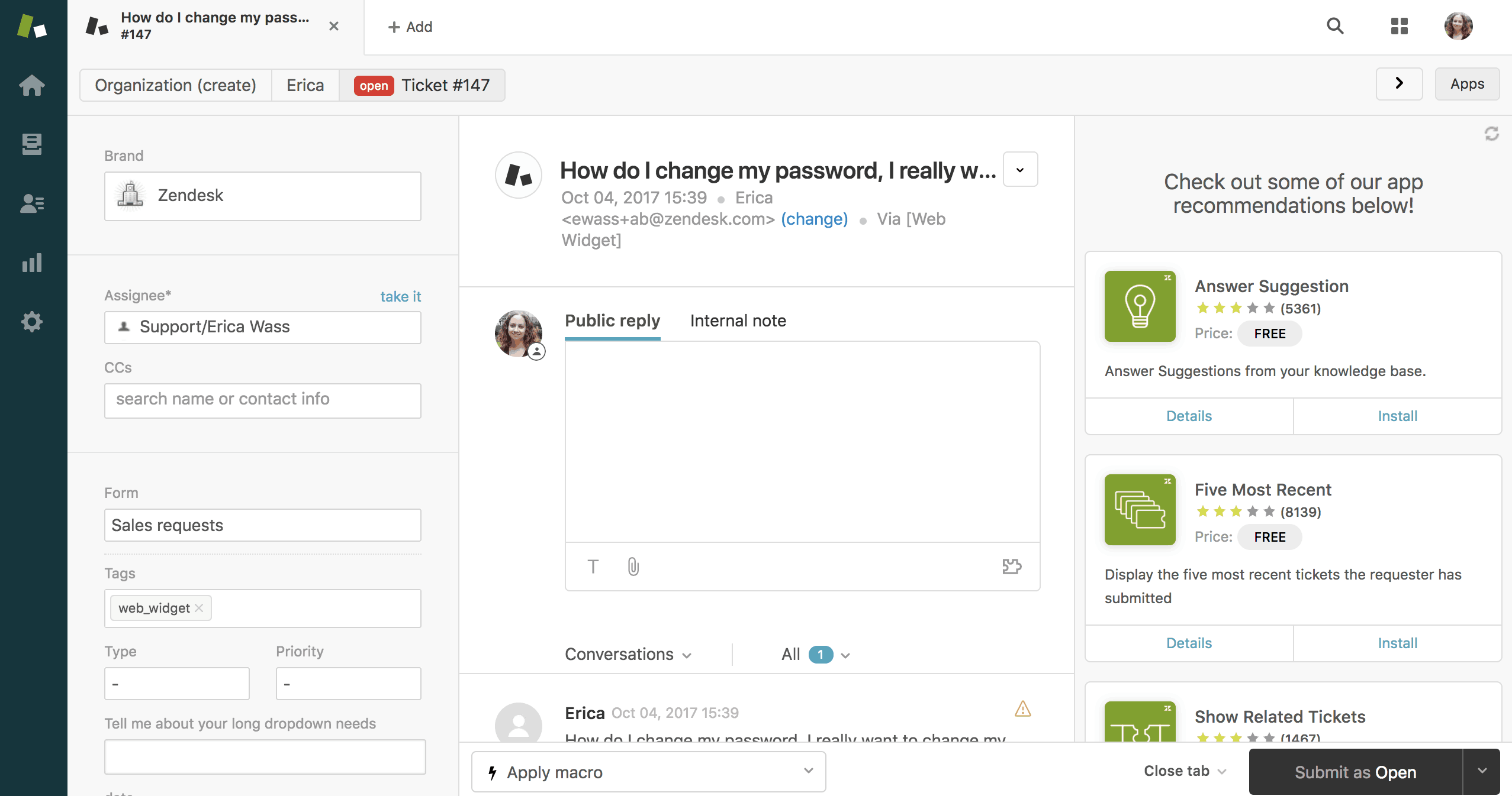 ZenDesk-ondersteuning Screenshot