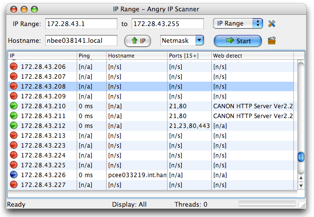 Angry IP Scanner-skærmbillede