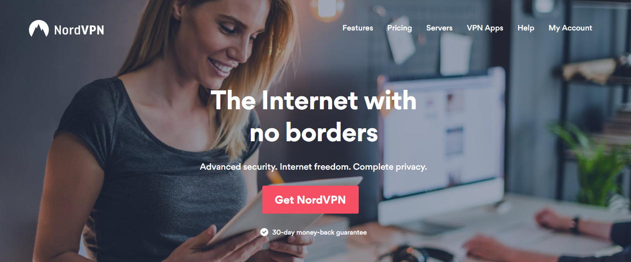 דף הבית של NordVPN