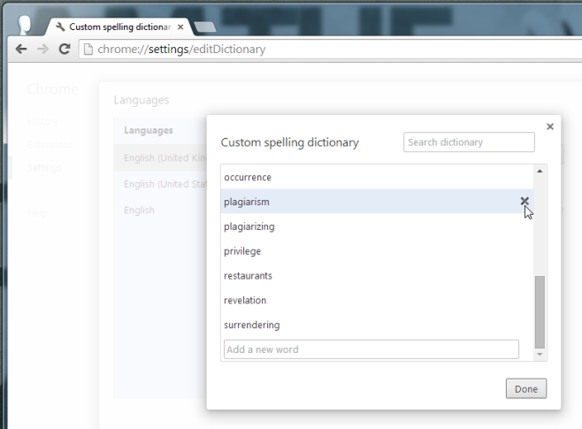 dictionnaire Chrome