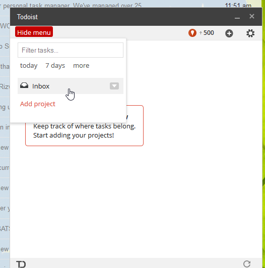 Todoist a Gmail Projecthez