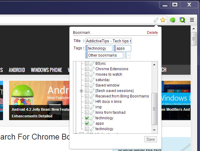 סימניה # תיוג ל- Chrome