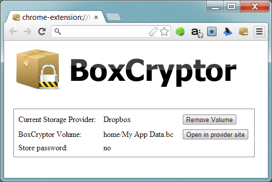 BoxCryptor for Chrome passord lagre