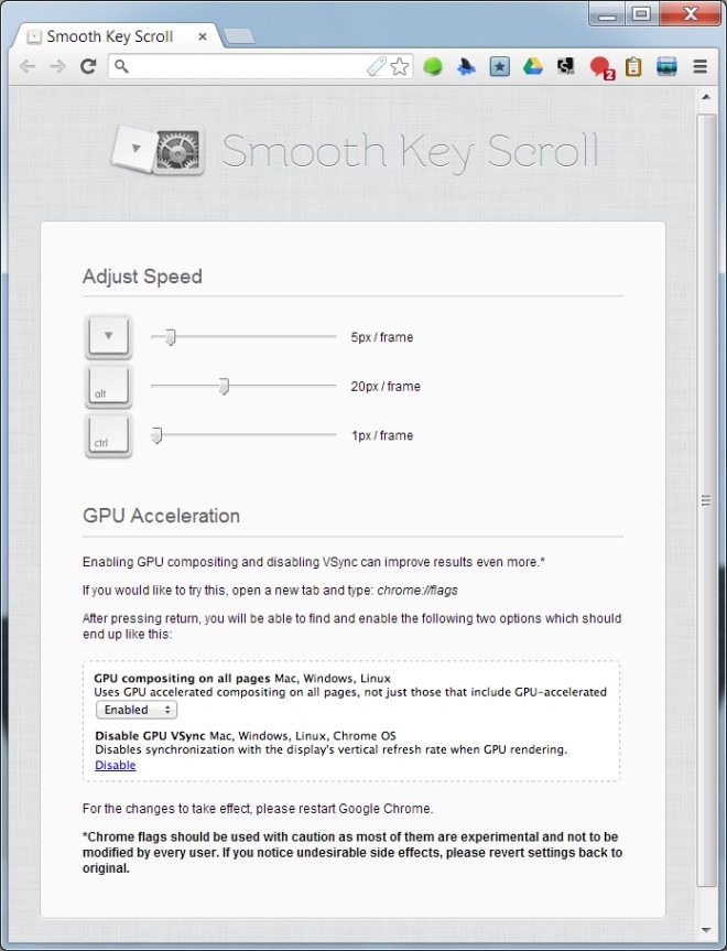 Smooth Key Scroll-Optionen