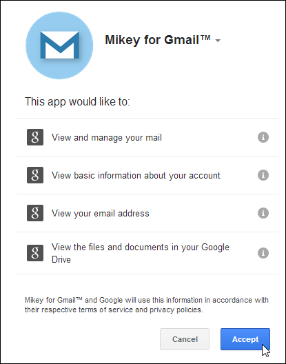 Mikey For Gmail-tillatelse