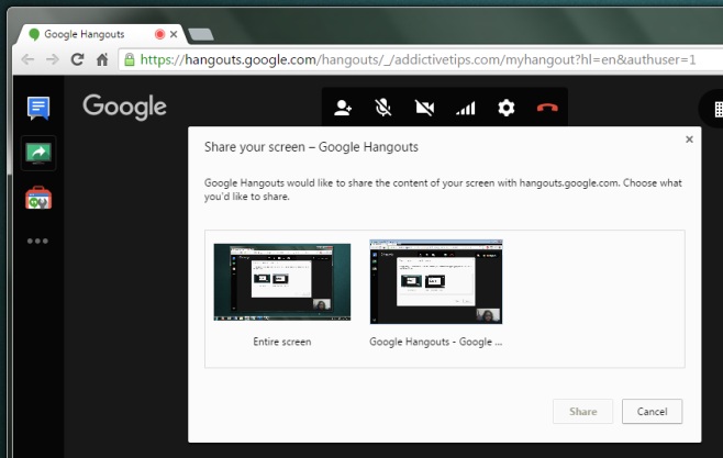 Google हैंगआउट - शेयर-स्क्रीन