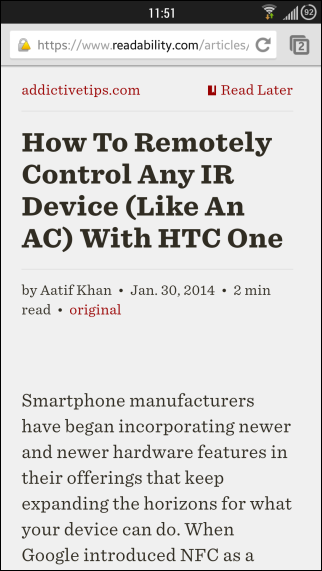 Leve o recurso semelhante ao leitor do Safari para qualquer navegador da web móvel