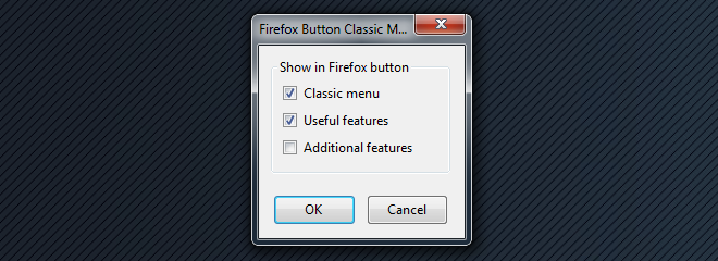 ตัวเลือก Firefox Button Classic Menu