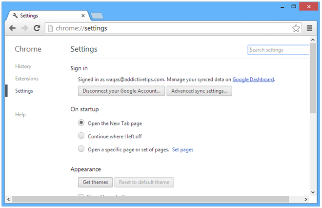 Ayarlar - Google Chrome