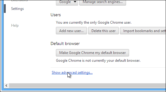 Állítsa alaphelyzetbe a Chrome 2. lépését