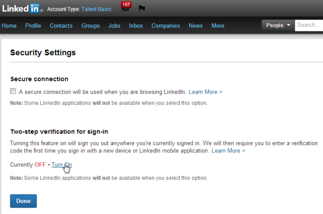 הגדרות אבטחה Linkedin הגדרות אבטחה Linkedin