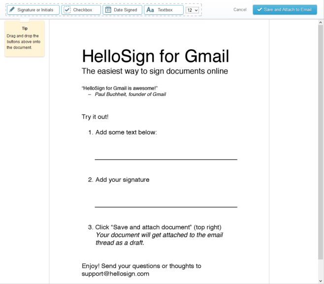 Een document rechtstreeks vanuit uw e-mailaccount ondertekenen