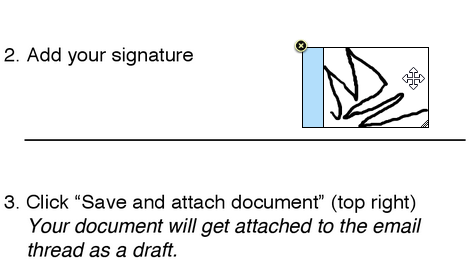 Wijzig het formaat van uw handtekening en verplaats deze