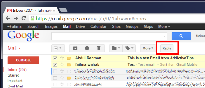 Mygtukas „Atsakyti už„ Gmail “paketą