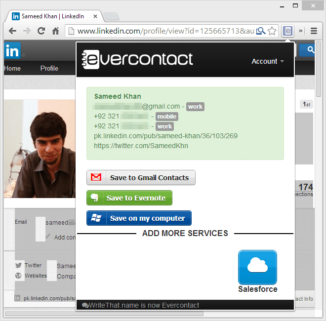 Evercontact for Chrome 2