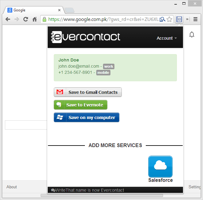 Evercontact pārlūkam Chrome 4 Evercontact pārlūkam Chrome 4