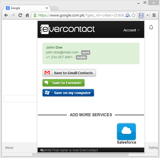 Evercontact สำหรับ Chrome 4