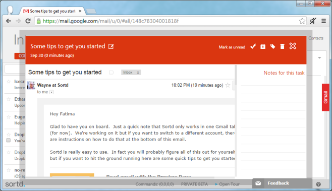 Sortd Smart Skin para Gmail