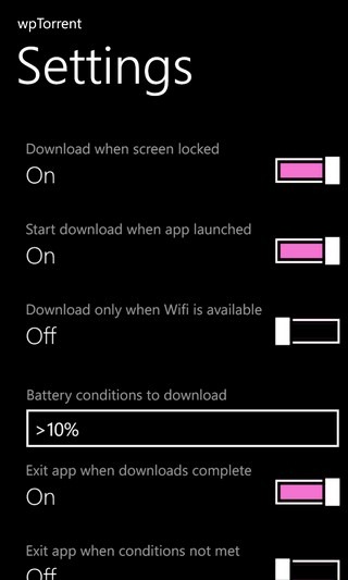 Ρυθμίσεις wpTorrent WP8