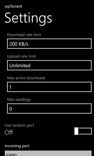 Ρυθμίσεις ταχύτητας wpTorrent WP8